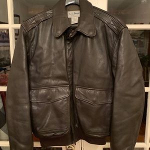 LL Bean Leather Bomber Jacket - Made in USA
